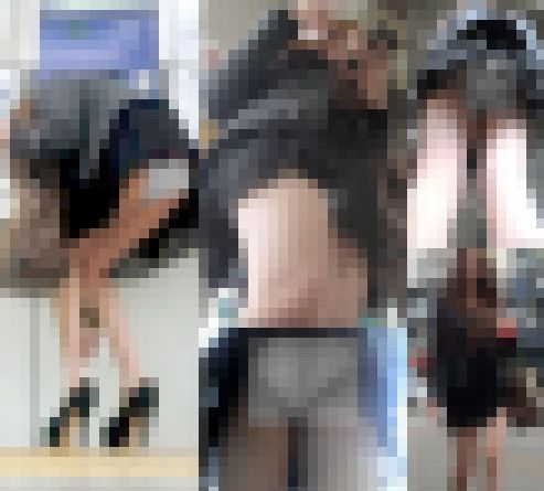 駅内にて神スタイル美女が前屈みして生尻モロ出しパンチラ！めくり&パンチラ盗撮動画FHD サンプル画像