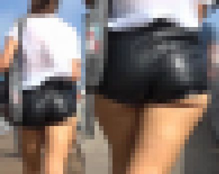 【フルHD】街の強烈なハミ尻１５！Ｐラインのレザーパンツ　サンプル画像3