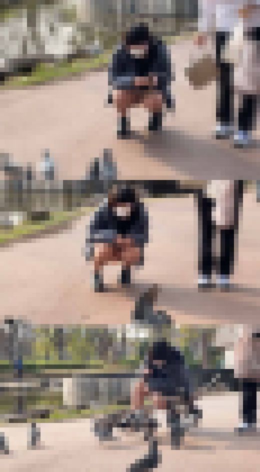 【パンチラ盗撮】幼い残る女子のパンツと飛び立つ鳩。イチャつくカップルの餌やり一部始終　サンプル画像2