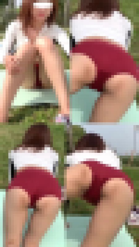 高画質 公園の肉尻ブルマ美人 まさかのお漏らし！　サンプル画像2