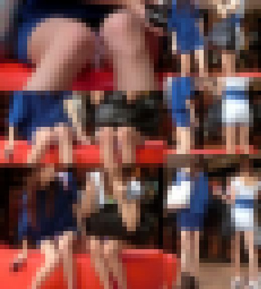 オシャレ美女２人揃ってモロパンチラしまくり！ぴちぴちワンピから露出美脚ダブルPチラ堪能対面ぱんちら　サンプル画像2