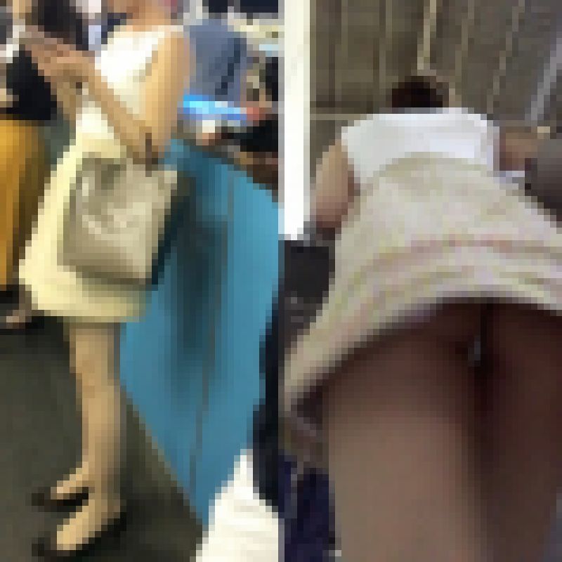 ノースリーブワンピハーフ系美人お姉様の逆さ　生足ギリなTバック サンプル画像