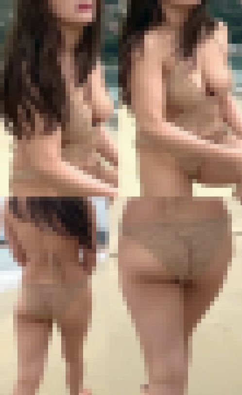 高画質 海水浴場の爆乳巨乳の桃尻美人　サンプル画像2