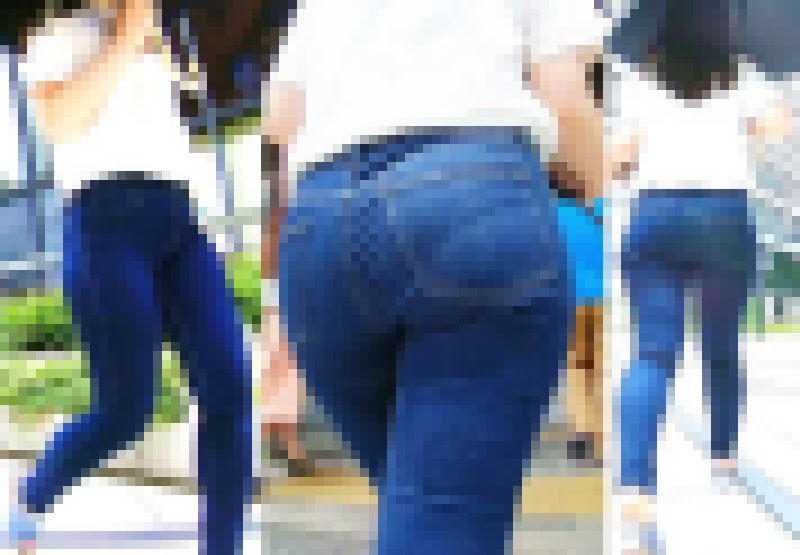 No.746ふりふりとエロ尻がデニムパンツからはち切れそうな肉感あふれる下半身の魅力が止まらないOLさん サンプル画像