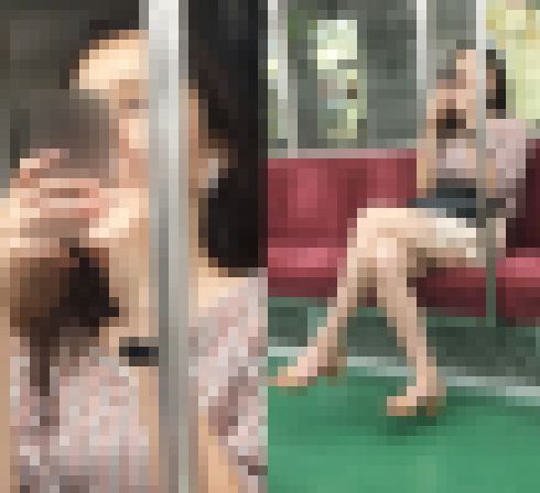エロすぎるミニスカ美脚を組んで座る性格良なセクシー美女（前編） サンプル画像