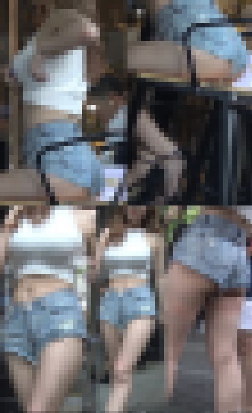 高画質 カフェの強烈ハミ尻・巨乳ギャル！　サンプル画像2