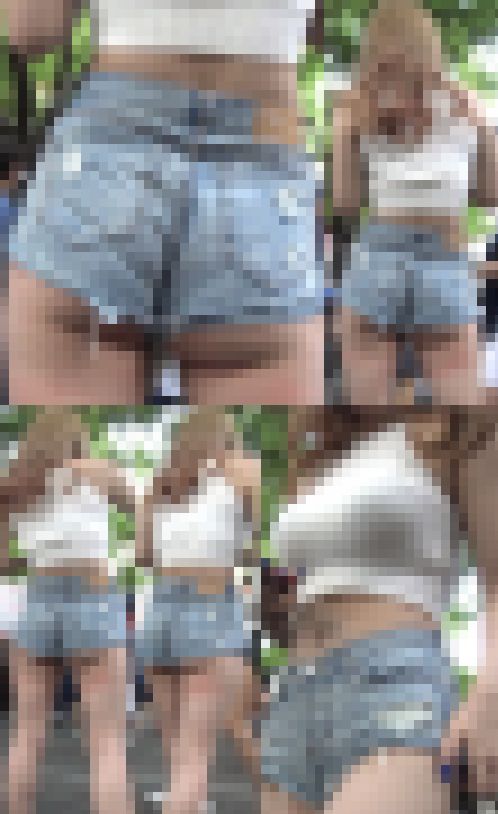 高画質 カフェの強烈ハミ尻・巨乳ギャル！　サンプル画像3