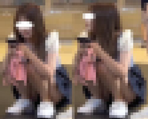 高画質 夜の街のしゃがみ、座り込みお姉さん４　サンプル画像1
