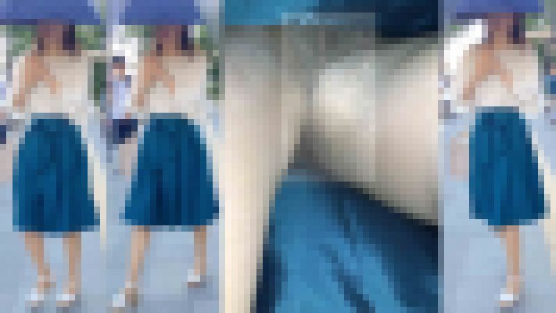 4K bomb739 色白スレンダーOLさんのスト越し黒パンティ エスカめくり サンプル画像