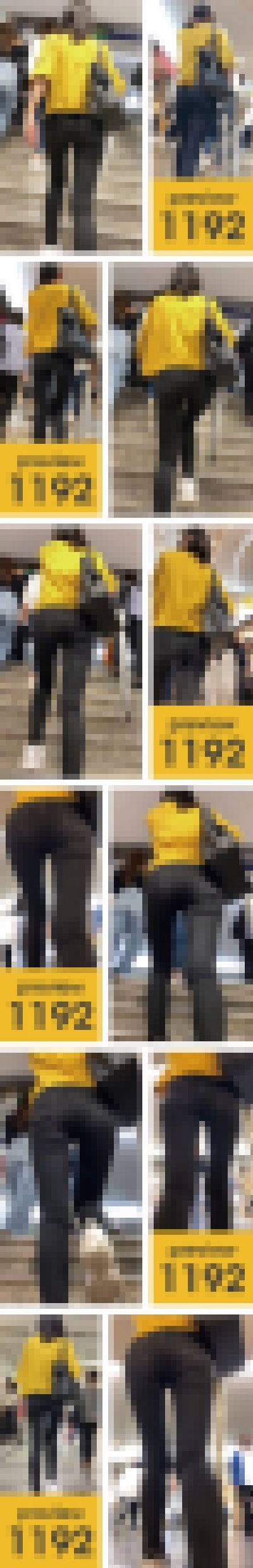 【1192】その徹底した黒と黄色のコーディネート…まるで重機！ピチピチ黒スキニージーンズ女子　サンプル画像3