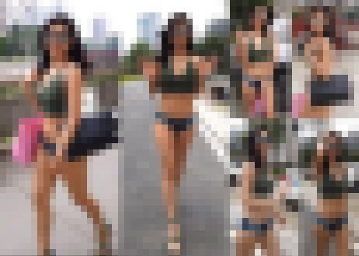 【ツレがこんなエロい格好で外出するなんて言うもんだからカメラ回して晒してやったwww】　サンプル画像1