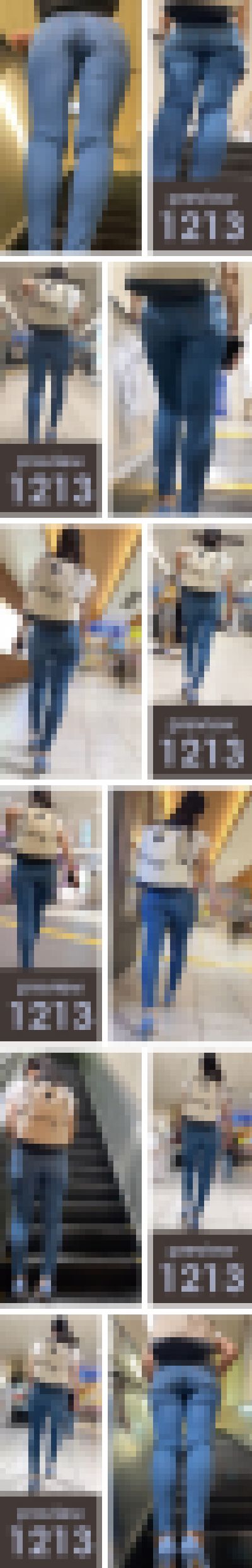【1213】その直立姿勢の下半身のフォルム…まるで栓抜き!ボクの一番搾り(小瓶)の栓もヌイて欲しい!ピチピチスキニージーンズ女子 サンプル画像1