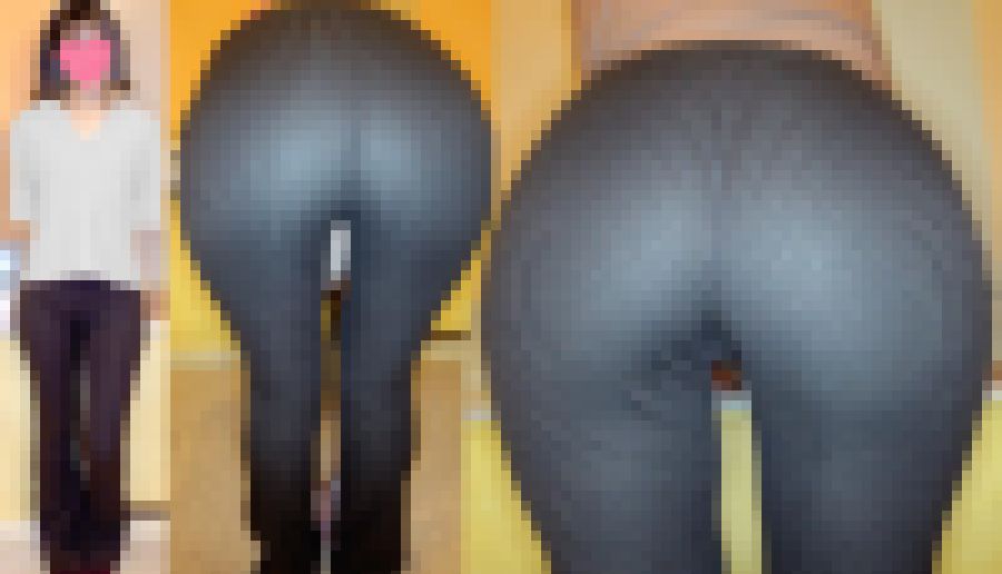 下着丸見えスケスケレギンス尻！！下半身プリッと出したら極エロ神尻だった♪OLお姉様 サンプル画像