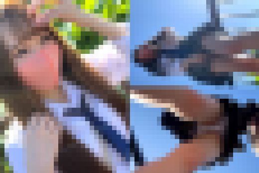 【個人撮影】スレンダーで美脚な制服女子_ビッチそうでウブな女の子と初の中出しSEX　サンプル画像1