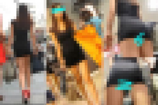 【盗撮】むちむちボディコンワンピから繰り出される喰い込みTバックを逆さ撮り！！ サンプル画像