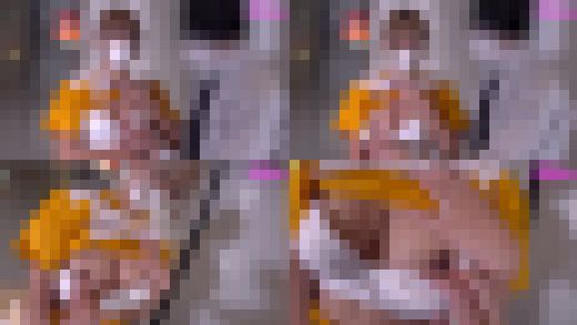 バイト中のa●のキャンペーンガールをセクハラ（2）逆さ撮りパンチラ、コスチューム脱がせてブラジャーから乳首露出　サンプル画像3