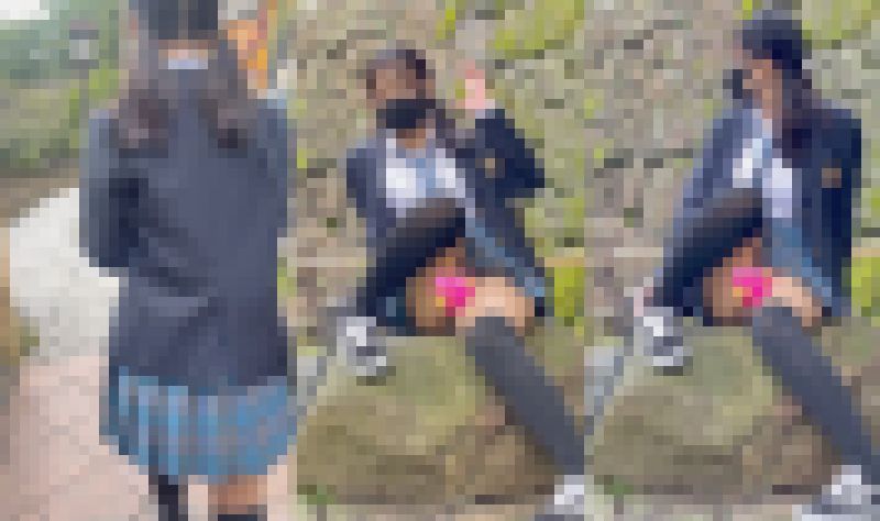 女子校生盗撮日記28 青チェック童顔ツインテール女子校生を野外で盗撮【※声出し有り】 サンプル画像
