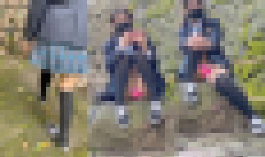 女子校生盗撮日記28 青チェック童顔ツインテール女子校生を野外で盗撮【※声出し有り】　サンプル画像1