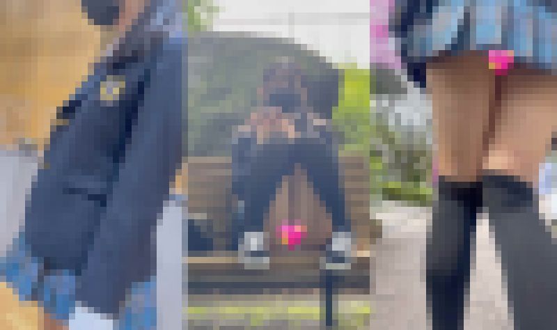 女子校生盗撮日記29 続・青チェックミニマム童顔ツインテ女子校生を野外で盗撮【※声出し有り】 サンプル画像