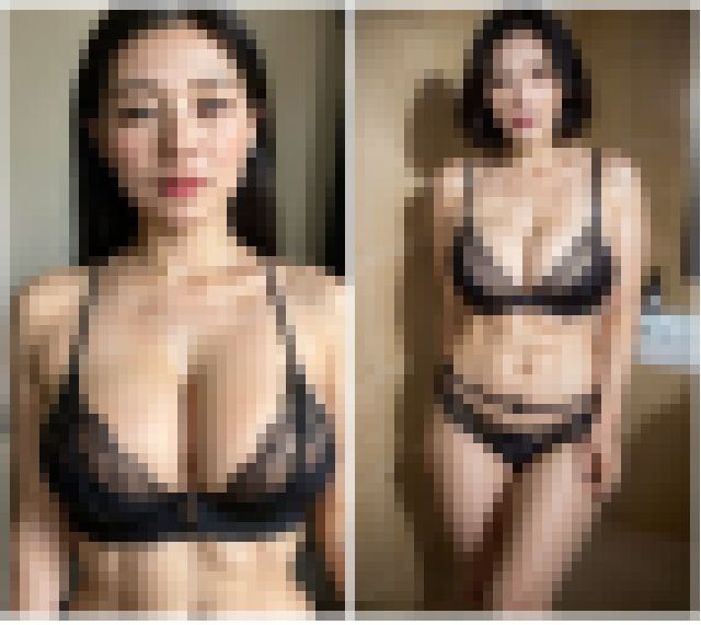 【40代】熟女のムチムチな魅力!黒い下着の試着現場を披露! サンプル画像