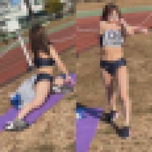女性陸上選手盗撮チカン②　2023年大〇市陸上競技記録会出場≪サブトラック肉体観察→競技場トイレイラマ→更衣室で生膣射、巨パイぶ　サンプル画像1