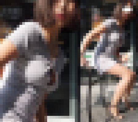 高画質 ノーブラ巨乳美人の乳首が！ カフェ編　サンプル画像2