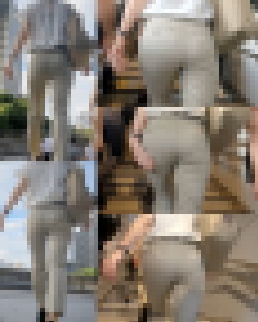 パンツスーツOL:パツピタ下半身のパンティーライン サンプル画像1