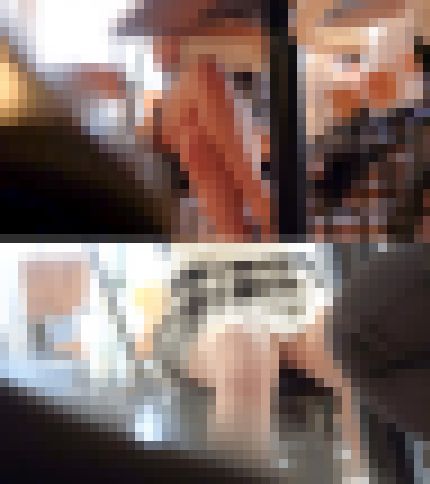 机下の純白パンチラ。彼氏の横で無防備な下半身。フードコート観察【高画質/望遠】　サンプル画像1