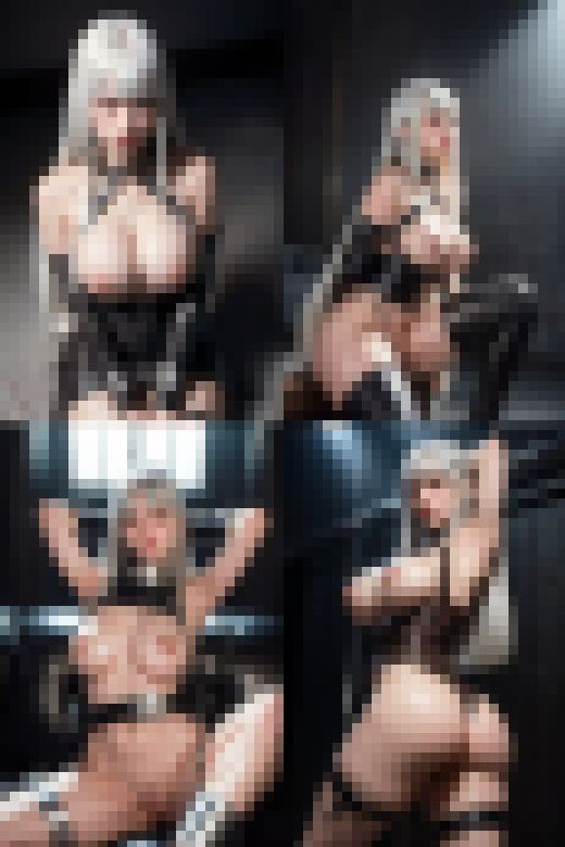 ボンデージ写真館 銀髪ロング編　サンプル画像2