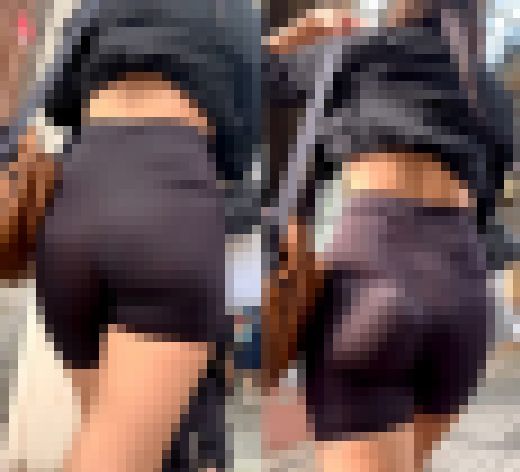 ショートスパッツ姿でお尻を揺らしながら歩くTバックライン美女　サンプル画像2