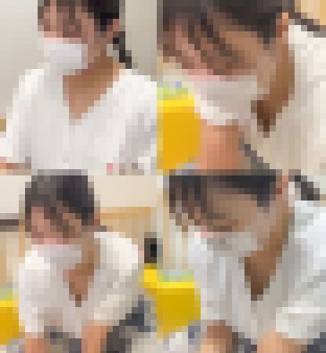 【胸ちら/乳首】子育てママ社員のパフィーニップル乳首丸見え　サンプル画像1