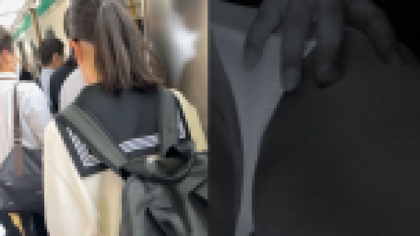 素人痴漢日記６０TRAIN目★ピンクマスクのポニテ女子の生態 サンプル画像