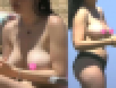 【フルHD】海水浴場で突然ブラを外して！３５ ロケット巨乳　サンプル画像2