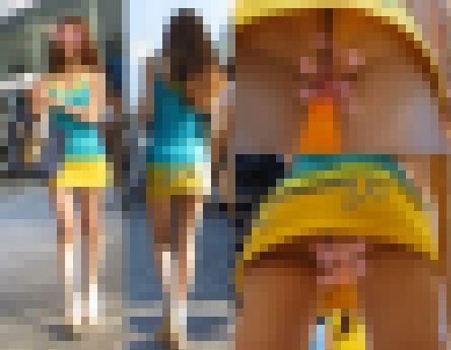 【スレンダーな生脚ミニスカお姉さんのTバックを逆さ撮り！】 サンプル画像