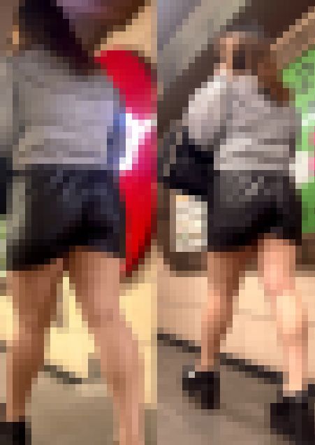 ぽっちゃりしてるけどレザーショートパンツがムチムチな美女　サンプル画像1