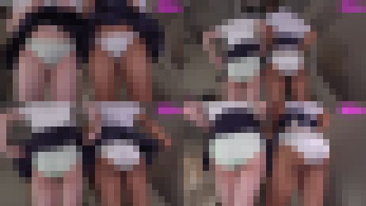 夏服超ミニ制服スカート女子2人がノーガードパンチラ！（3）巨大尻弄り、スカートめくり風パンチラ　サンプル画像2
