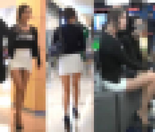 【盗撮！】前スリットスカートって、動くたびにパンチラしちゃいそうでエロイwww！！ サンプル画像