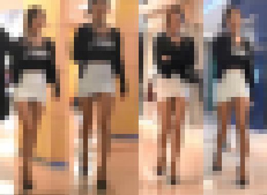 【盗撮！】前スリットスカートって、動くたびにパンチラしちゃいそうでエロイwww！！　サンプル画像1