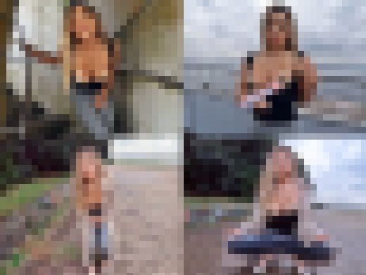 【露出狂ギャル②】日焼け跡がエロい褐色ギャルと公園でニップレス露出&公衆便所で寸止めフェラ→ラブホでオイル漬け中出しＳＥＸ【個撮　サンプル画像1