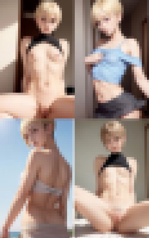 金髪ボーイッシュちゃんの貧乳お披露目会 AI生成ヌードグラビアCG集　サンプル画像3
