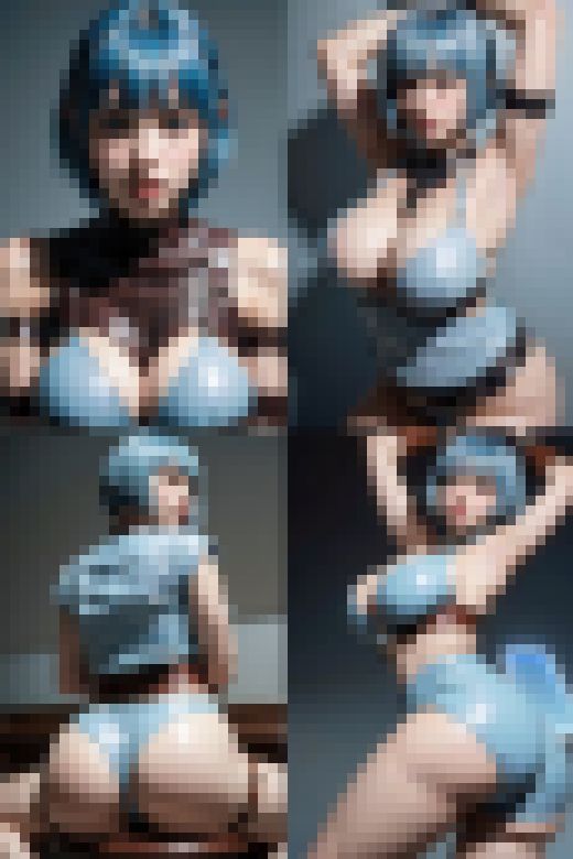 ボンデージ写真館 青髪ショートボブ編　サンプル画像1