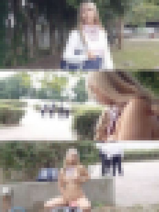 Fカップ美巨乳とデカ尻が魅力のギャルが生.徒会長に扮し露出狂となり…通学中も我慢できず全裸オナニー・放課後の露出をおじさんに見つ　サンプル画像1