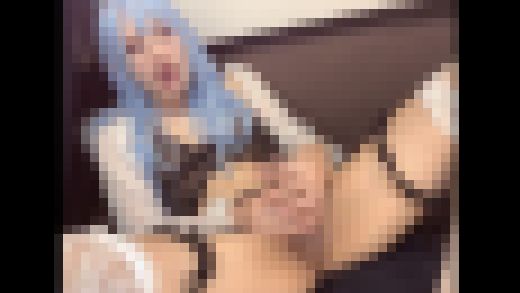 【個撮】青髪コスプレの女装が静かにオナニーする動画 サンプル画像1