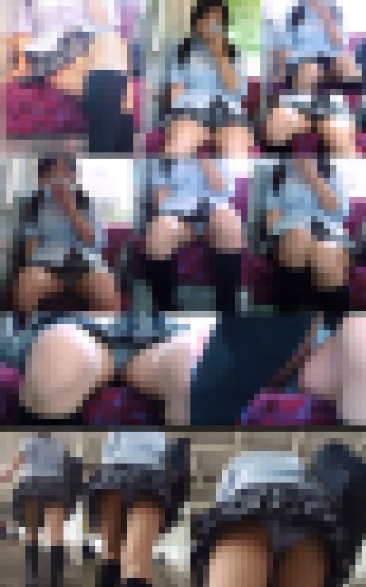 電車内まさかの大開脚でモロP隠し撮り〜からの階段での粘着逆さ撮りパンチラ動画　サンプル画像1