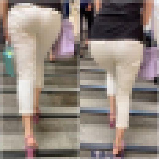 《むっちりという言葉がピッタリ！白クロップドパンツ姿のセレブ美女》　サンプル画像1