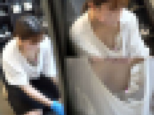 メガネOLの陥没乳首、胸チラ。掃除中に見える美人の純白のM字パンティ【リクルートスーツ/パンチラ】　サンプル画像1