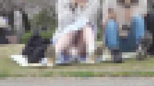 公園パンチラ２０　絶景かな…ずーっと開脚しっ放しでフロント部分丸見えのお花見客　サンプル画像2