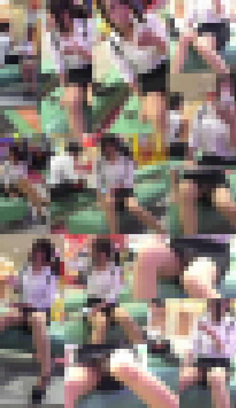 ２人収録！最後はバレた?大開脚で白P丸見えニーハイ娘&新人OLのスト越し透けP堪能極上対面パンチラ〜　サンプル画像3