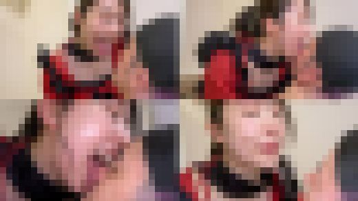 コンカフェに行ったら、キャストと2人きり！？舌唾フェチを見抜かれ、バーカウンターでたっぷり顔舐め唾責めプレイ♡【皆月　サンプル画像1