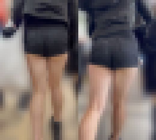 ムチムチショートパンツからはみ出たお尻がいやらしいお姉さん　サンプル画像2